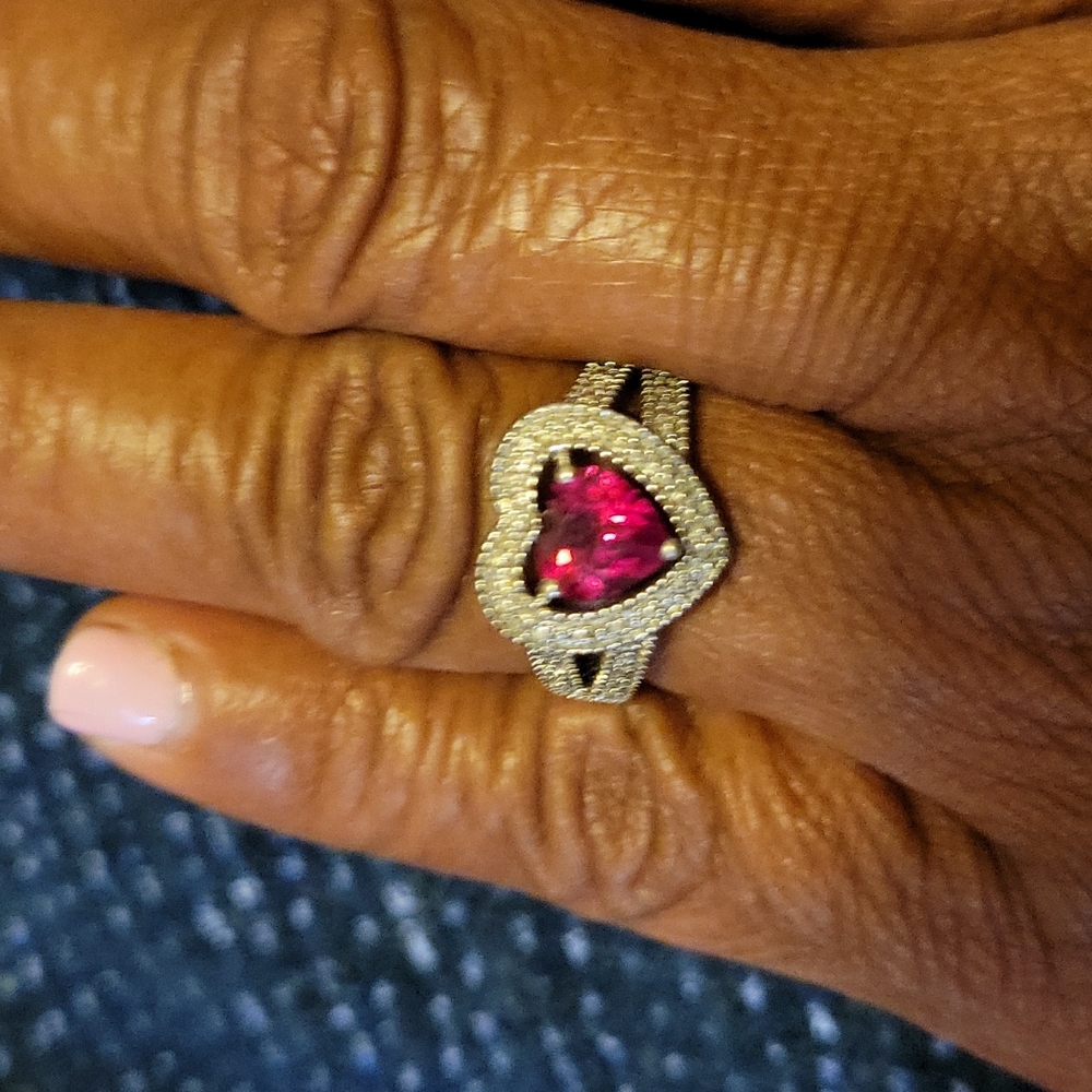 Heart Shaped Ruby Stone Ring - image 1